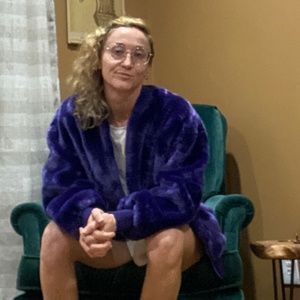 TIBI PURPLE FAUX FUR ZIP UP BOMBER JACKET